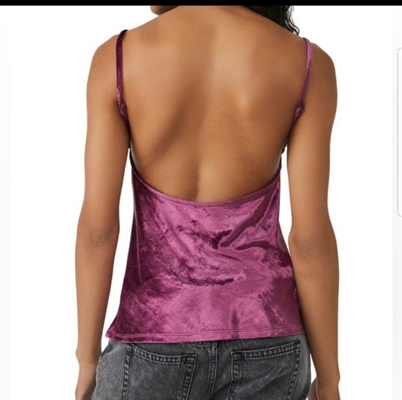 🇺🇲Free People Velvet Tunic Cami Top Fig Jam-NWT - Picture 2 of 5